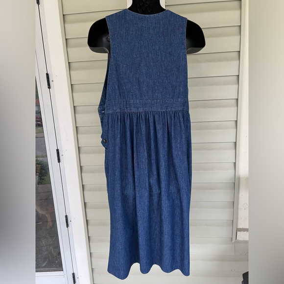 J Michelle Denim Dress Two Pockets Side Button Sleeveless Sz 13/14 Vintage USA - Picture 2 of 10